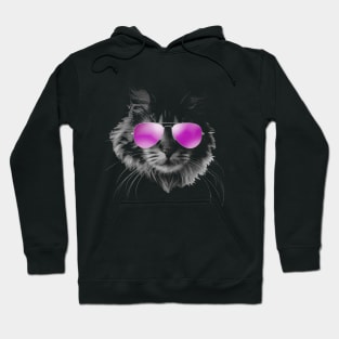 Cool Furry Cat with Sunglasses Hoodie